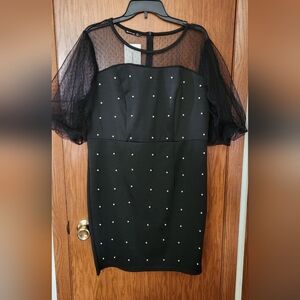 Black pearl knee length dress